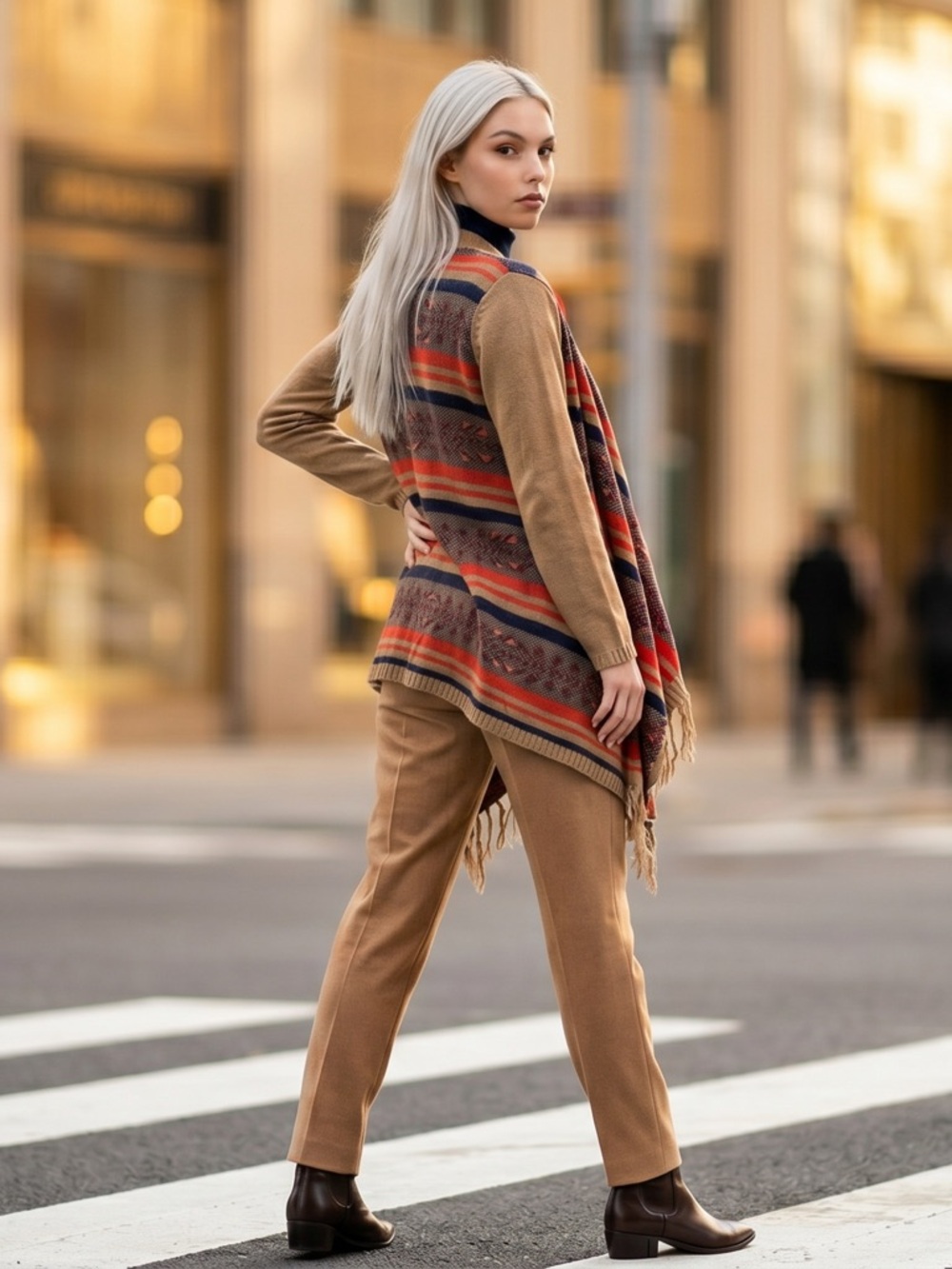 Anthropologie Flying Tomato Brown/Orange Lagenlook Open Drape Cardigan Fringe S - Picture 2 of 14